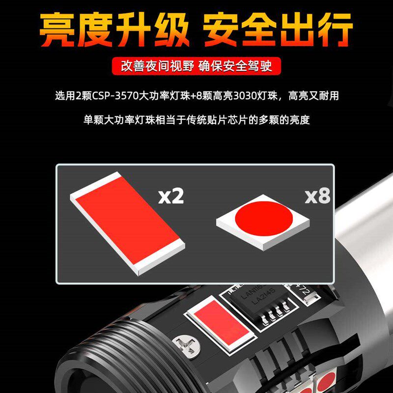 希文达刹车灯泡LED汽车灯超亮解码T20红光1157自带风扇1156后尾灯
