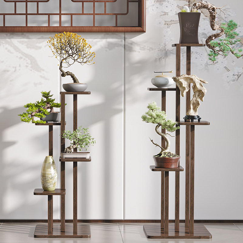 仿古花几花架子简易室内实木花盆架客厅落地式吊兰架中式阳台花架