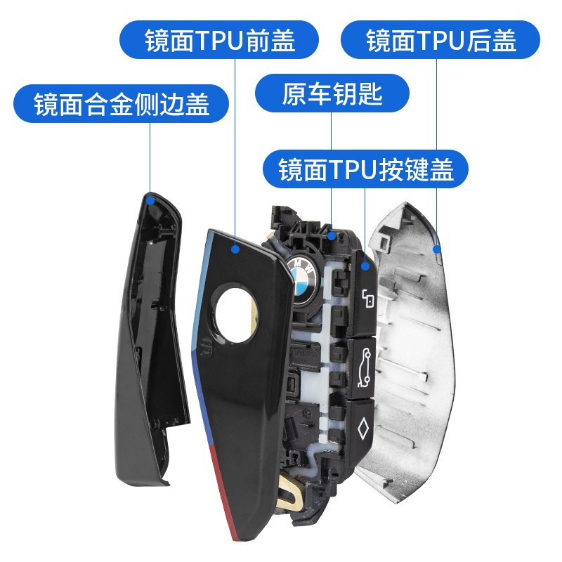 25宝马新款5系i57系X1X5X7iX升级金属钥匙壳M钥匙套替换外壳改装
