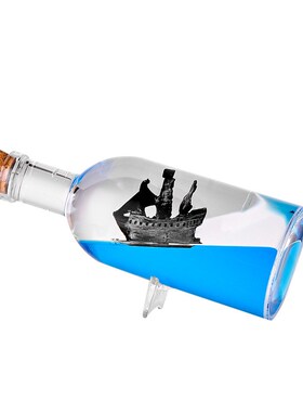 创意酒瓶模型游轮帆船漂流瓶永不沉设桌面解压摆件液体油滴流沙瓶