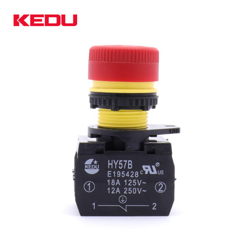 KEDU科都 HY57B 蘑菇紧急按钮 18A/125V 12A/250V 急停钮按动开关