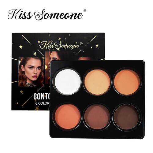 跨境Contour Palette化妆品6色粉饼哑光高光防水遮瑕压粉彩妆