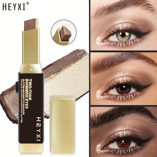 跨境eyeshadow pencil闪光眼影棒微光眼影套装带双色渐变防水