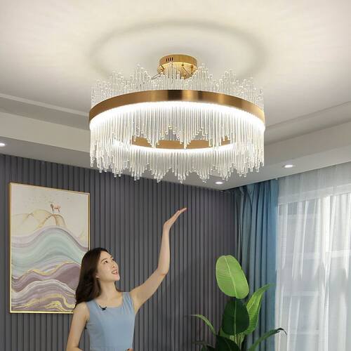 2025新款客厅吊灯水晶灯现代简约餐厅轻奢卧室灯圆形北欧别墅网红