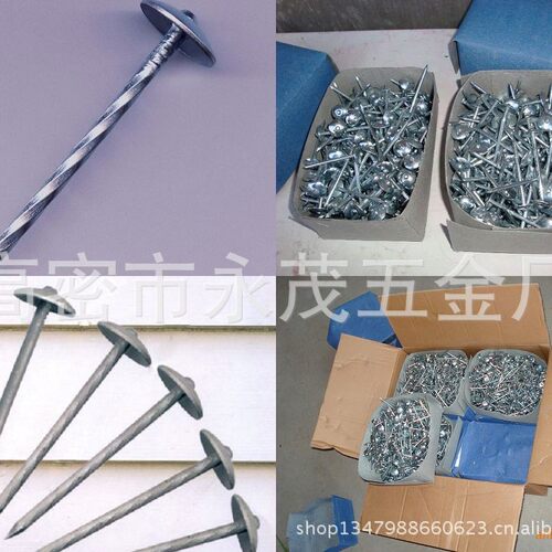 厂家供应螺纹带帽麻杆瓦楞钉伞型瓦楞钉家用五金建材镀锌瓦楞钉