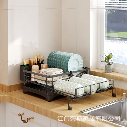 厨房收纳滤水架多功能碗碟置物架果蔬厨具可伸缩沥水架刀叉筷子架