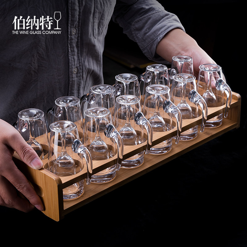 中式高脚白酒杯组水晶玻璃烈酒杯 带刻度分酒器公道杯酒壶十件套