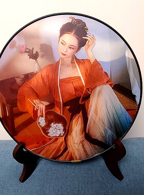 圆形双面国风照片定制古风相片简约实木桌面洗照片做摆台挂墙相框