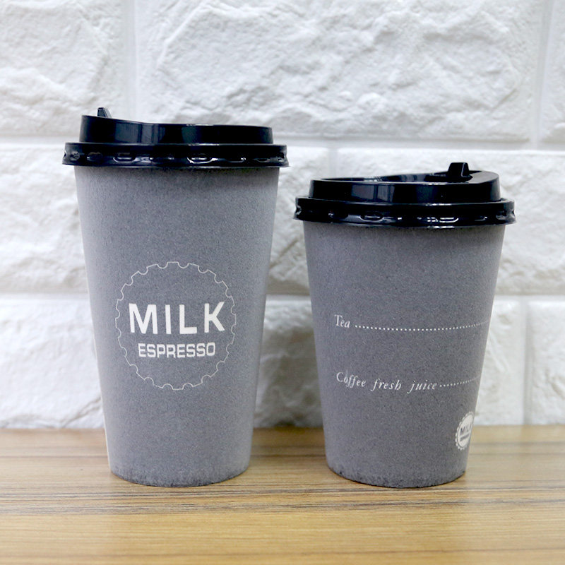 一次性加厚奶茶杯咖啡杯纸杯 加绒发泡杯带盖隔热防烫杯子可定制