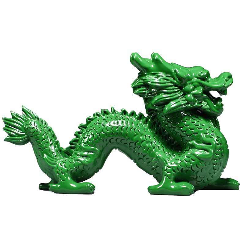 绿色木质青龙摆件木制十二生肖木头飞龙客厅缺角补角装饰工艺品图片