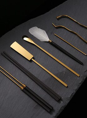 室内工具押粉用具铜空香日式镀香道七勺香香金篆件套薰薰家用香粉