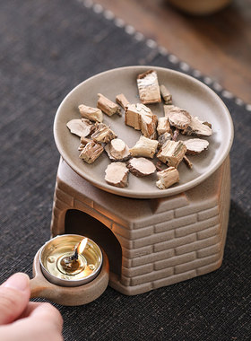 粗陶熏香烤茶炉套组加热