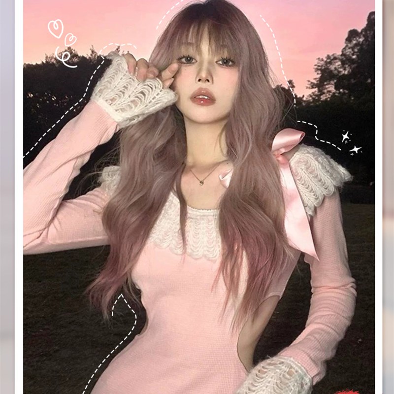 假发女网红欧美风长卷发日常渐变薄藤新款自然逼真齐刘海jk全头套