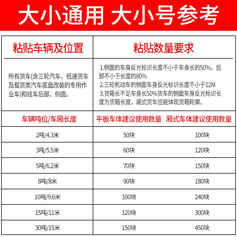 3C反光板年检反光贴条货车贴纸车身夜光警示标识国标过审防撞贴条
