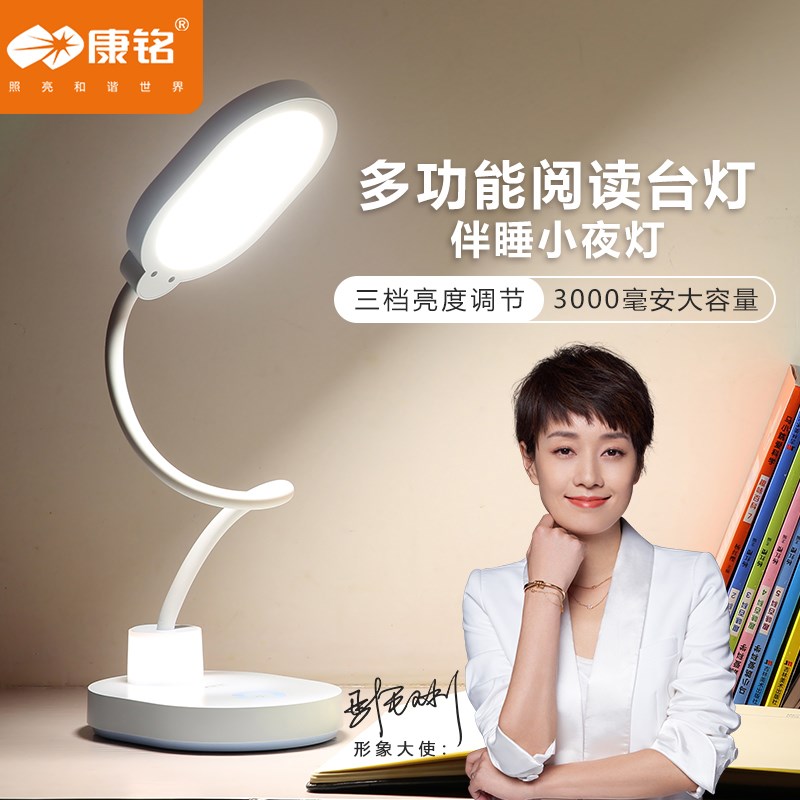 康铭台灯学习专用学生儿童书桌可充电插电式阅读写作业写字护眼灯