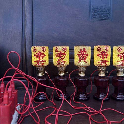 潮汕州复古老式火煤酥油灯笼迷你创意喜庆供神佛玻璃陶瓷灶公中式