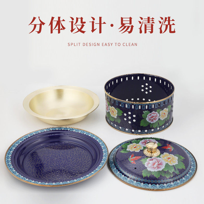 景泰蓝铜火锅御锅加厚纯铜酒精肥牛单人酒精炉一人一锅奶茶锅家用