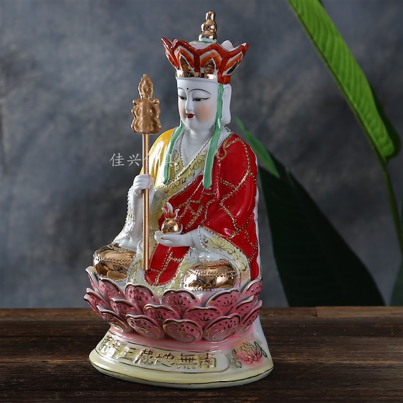 陶瓷地藏王菩萨娑婆三圣佛像摆件家居玄关禅意镇宅摆件