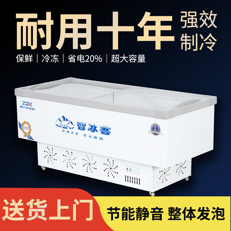 冰柜商用大容量冷柜冷藏展示柜保鲜冷冻两用冰箱超市玻璃卧式雪柜