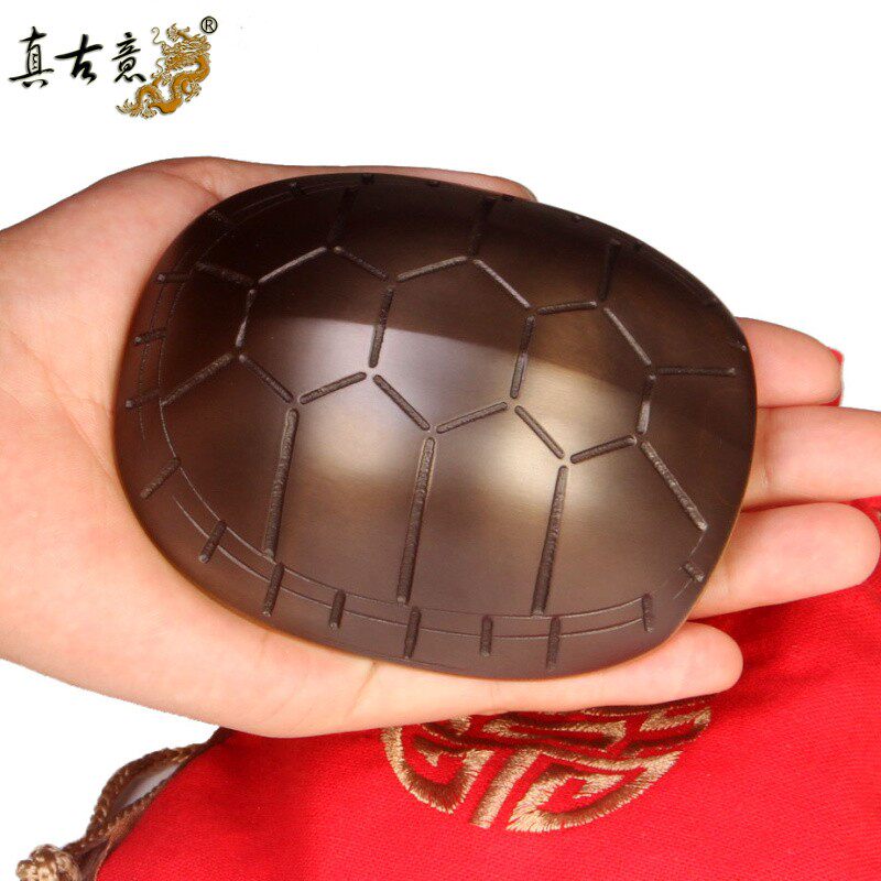 真古意 龟壳黄铜乌龟壳文玩铜龟壳手把玩件六爻龟甲工具摆件工艺