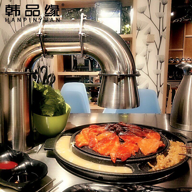 弯头上排烟管商用烤肉炉下排歪脖吸烟烟罩烤肉店不锈钢地排风拐脖