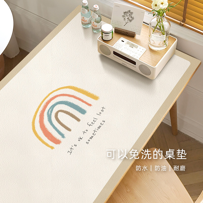 简约餐桌皮革桌垫高级感桌布免洗防油防水长方形茶几隔热防烫垫子