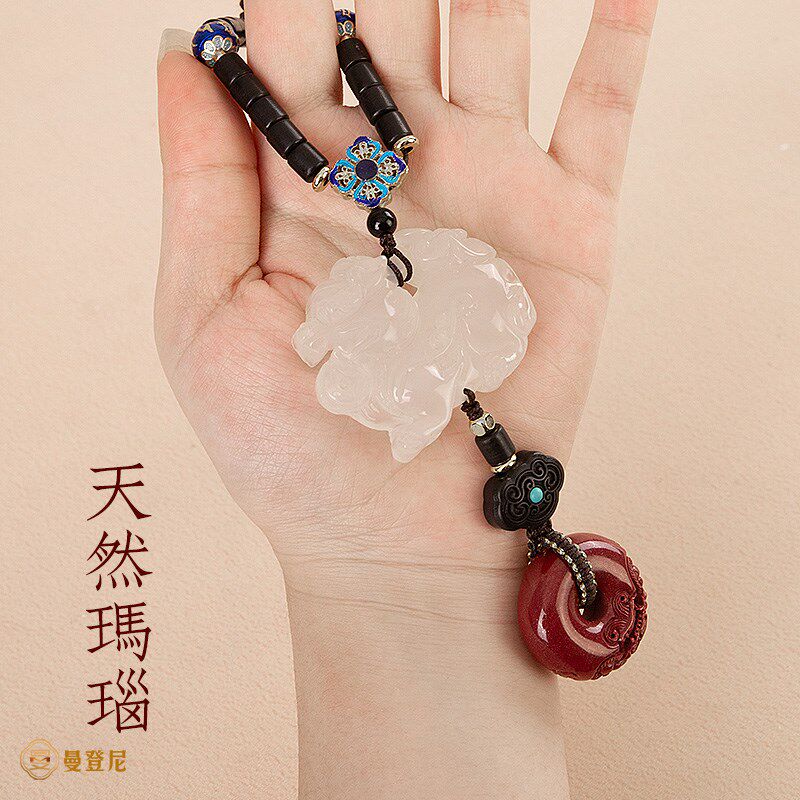 汽车挂件吊饰白玉髓貔貅新款女士车载挂饰高档车内饰品平安吊坠男