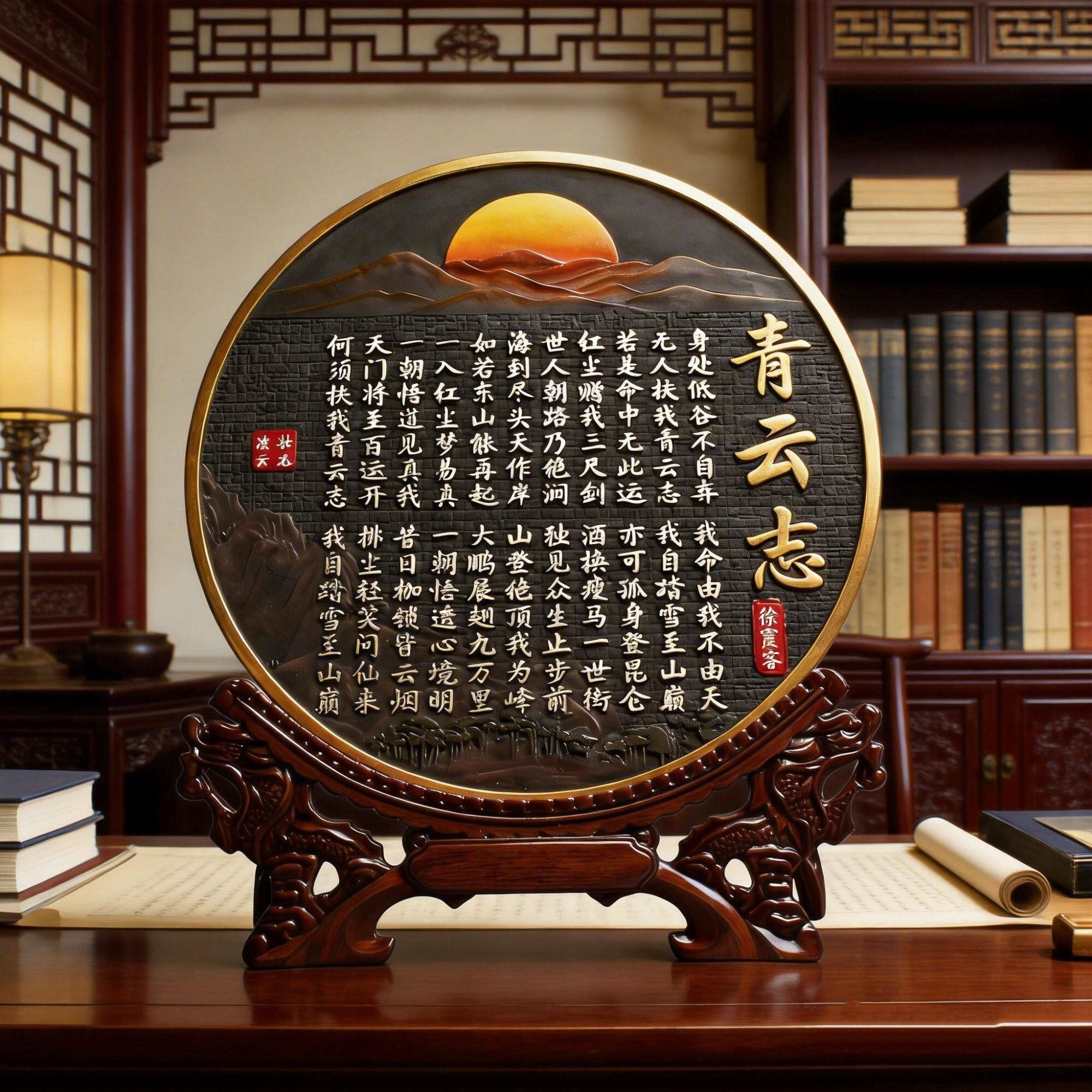 青云志书法字画摆件博古架摆设古董架装饰品新中式家居茶道工艺礼