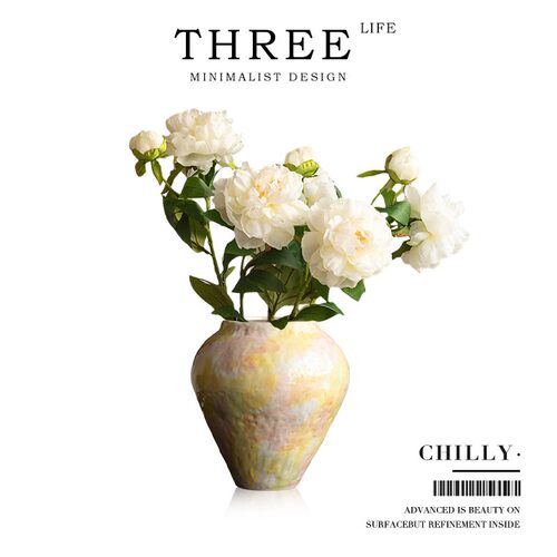 Tlife·Chilly·花瓶侘寂风手工彩绘客厅玄关复古插花摆件 | 泠月