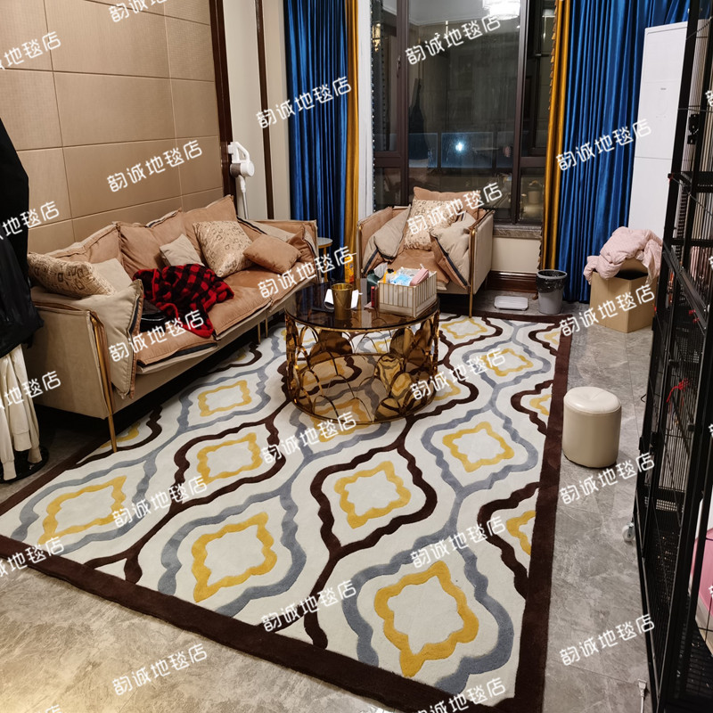 欧式美式简约手工加厚客厅茶几沙发卧室床边床尾书房满铺地毯定制