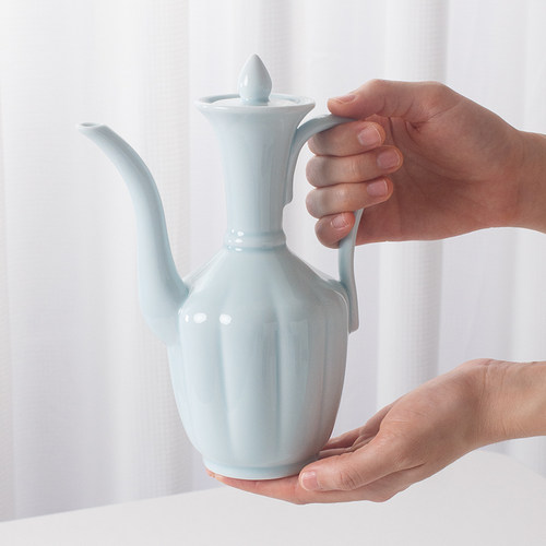 宋代点茶影青宋执壶汤瓶温碗水盂仿宋点茶工具青瓷水壶陶瓷手执壶