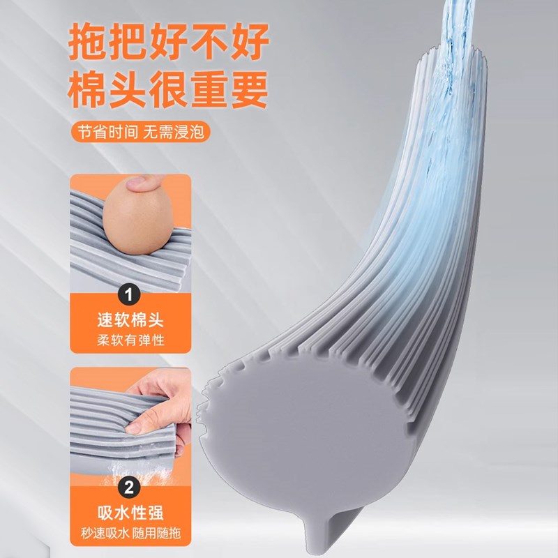 吸水拖把胶棉家用款海绵拖把卫生间专用免手洗大号超强吸水拖布头