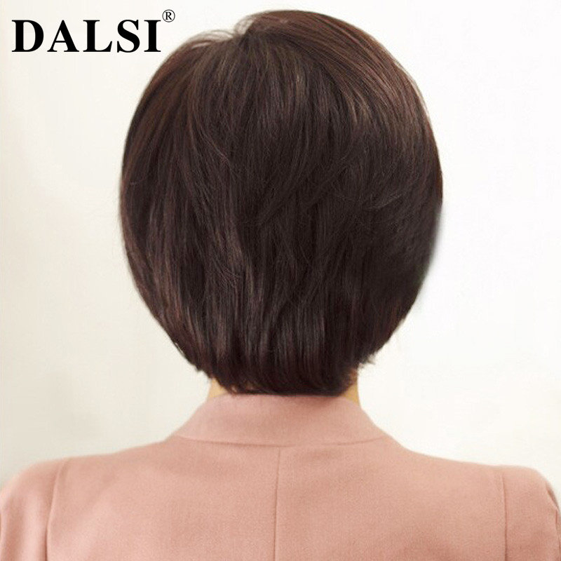 真发假发女短发中老年人假发套短直发型中年妈妈自然逼真真人发丝