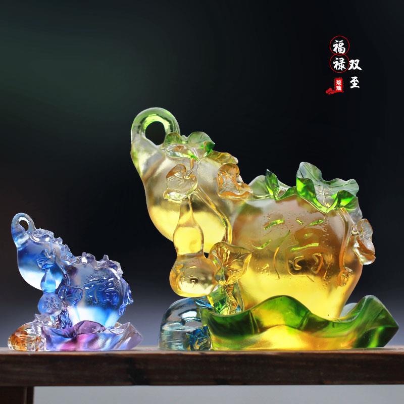 琉璃葫芦福禄双至祝福摆件居家客厅办公前台桌面摆放贺寿朋友送礼