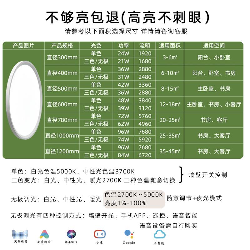 学校led教室护眼灯 无频闪98高显指书房客厅全光谱儿童卧室吸顶灯