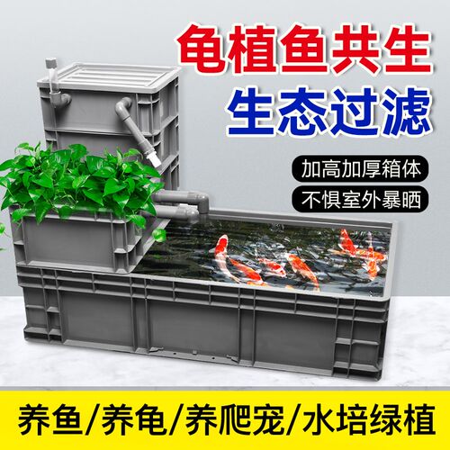 养龟箱乌龟缸带晒台大型免换水周转箱家用养龟鱼混养沼泽生态过滤
