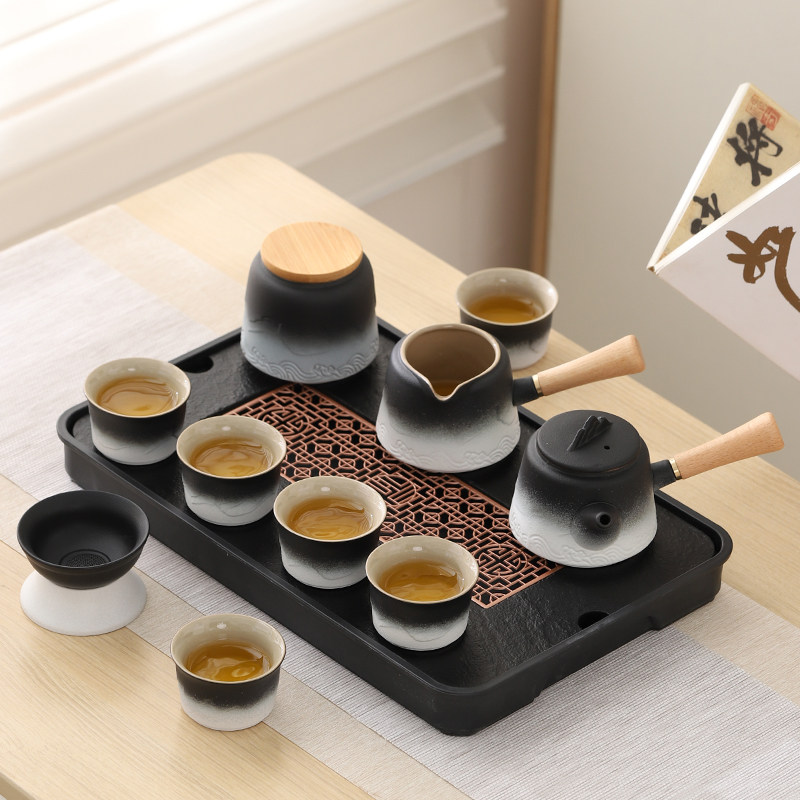 黑陶功夫茶具套装家用2023新款茶壶茶盘茶杯日式简约泡茶器小套装
