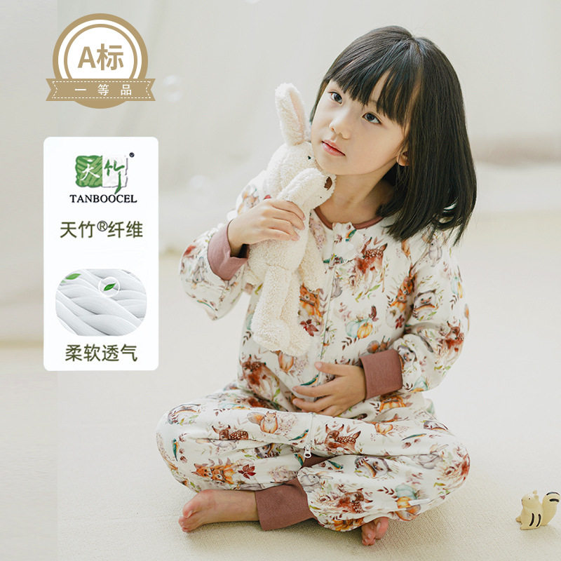 新品春秋四层睡袋!宝宝竹棉纱布长袖分腿睡袋儿童婴儿拉链防踢被