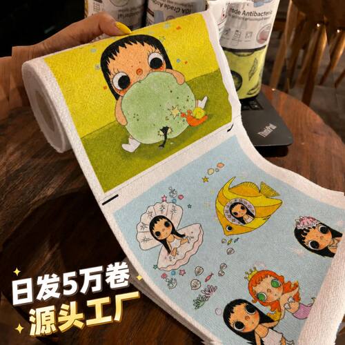 小玉懒人手撕抹布卡通周抛抹布洗碗巾吸水厨房擦洗碗布一次性两用