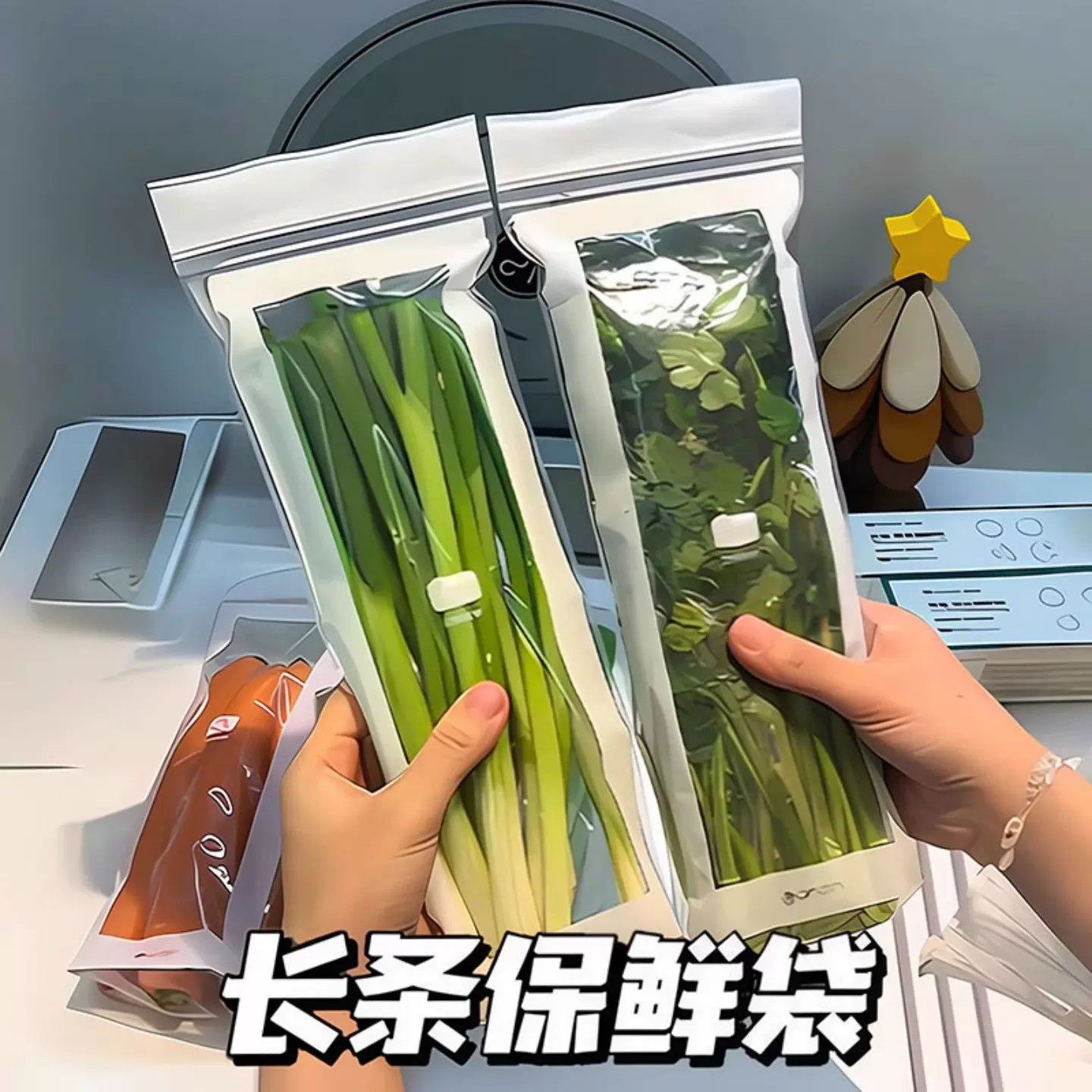 【下单立减50】长条密封果蔬收纳袋冷冻袋保鲜膜保鲜袋肠衣GM