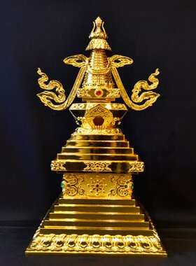 本子精品用品苯教塔塔鎏教苯教西藏苯教塔雍仲摆件金佛