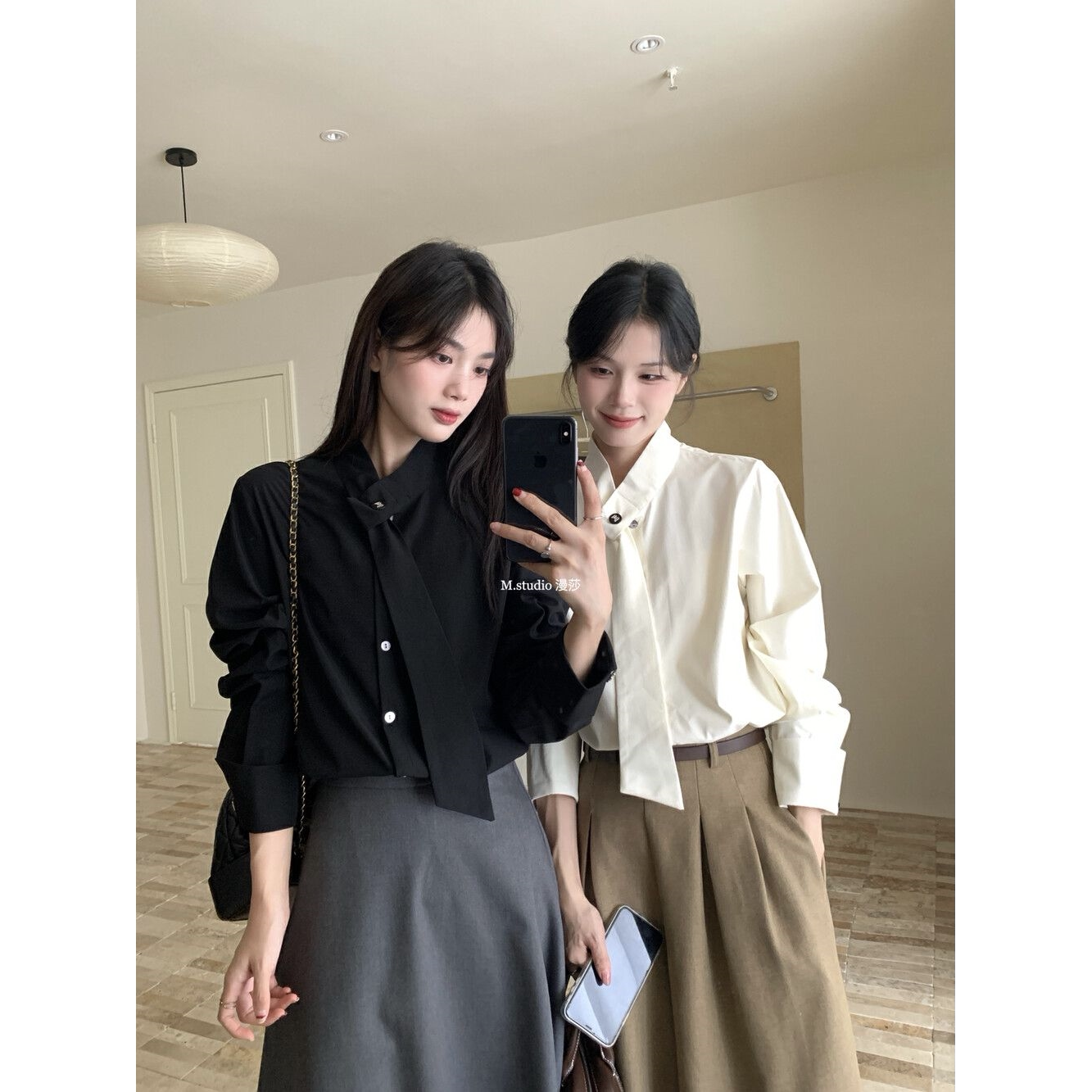 法式衬衫女别致上衣系带气