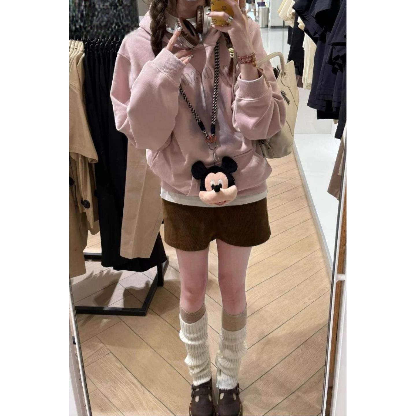 韩系少女粉色连帽卫衣女2026秋冬新款宽松百搭通勤帽衫上衣