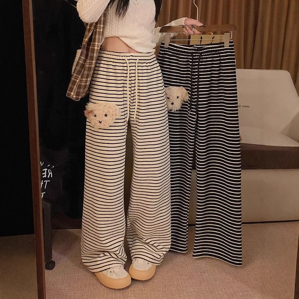 慵懒风可爱小狗条纹休闲