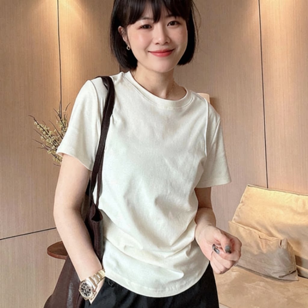 大码设计感小众黑色圆领正肩短袖T恤女夏季新款显瘦遮肉上衣
