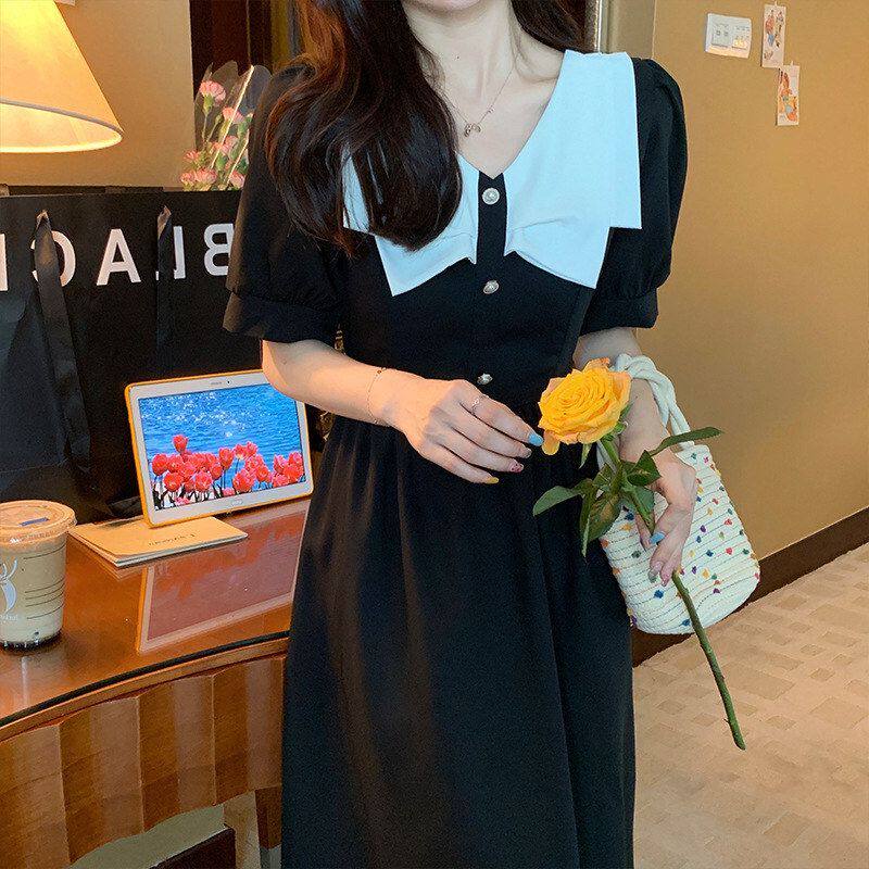 女小黑裙2026复古赫本风春季茶