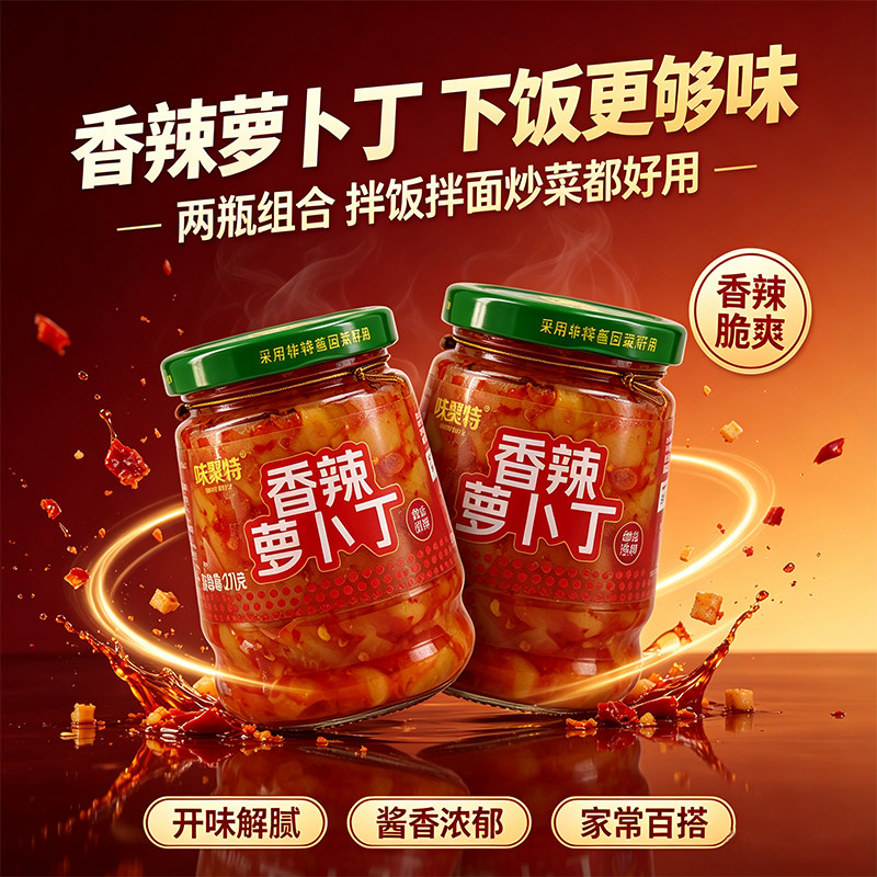 香辣开味下饭神器拌饭配面炒菜都好吃红油香辣萝卜丁榨菜丁家庭装