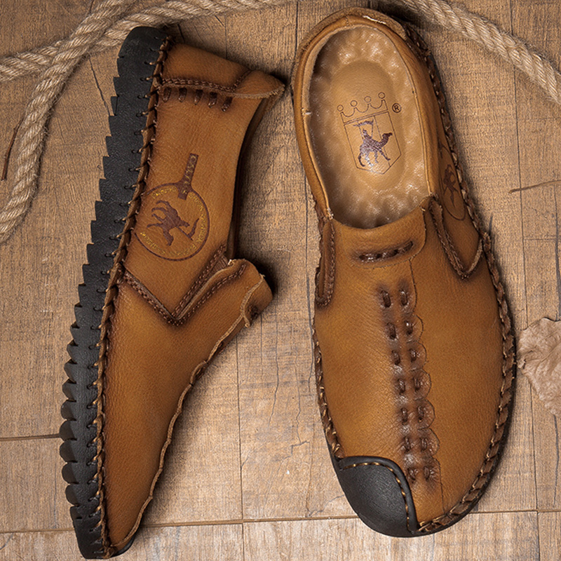 Backstreet Camel men's autumn drive Peas shoes leather soft bottom men's business casual shoes lazy shoes tide