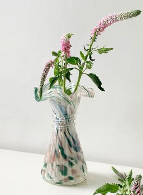 客厅风琉璃复古摆件插花水培花瓶法式芬顿软装花器麦穗