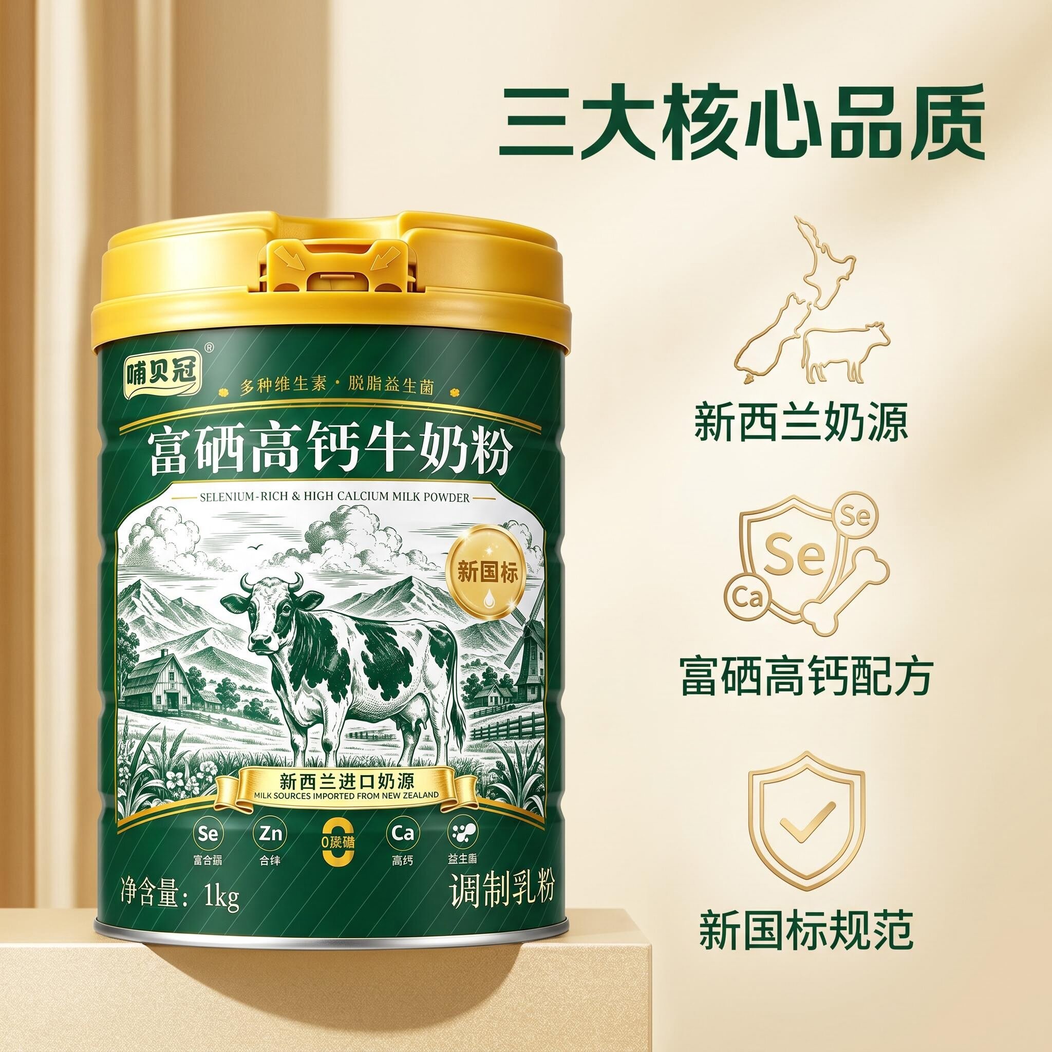 新西兰进口奶源牛奶粉脱脂无蔗糖